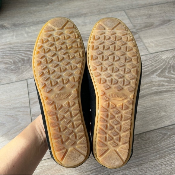 LL  Bean Black Suede Leather Slip On Loafers - Picture 13 of 13